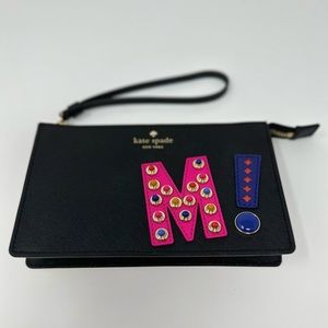 Kate Spade New York hartley lane leila "M" initial wristlet, black
